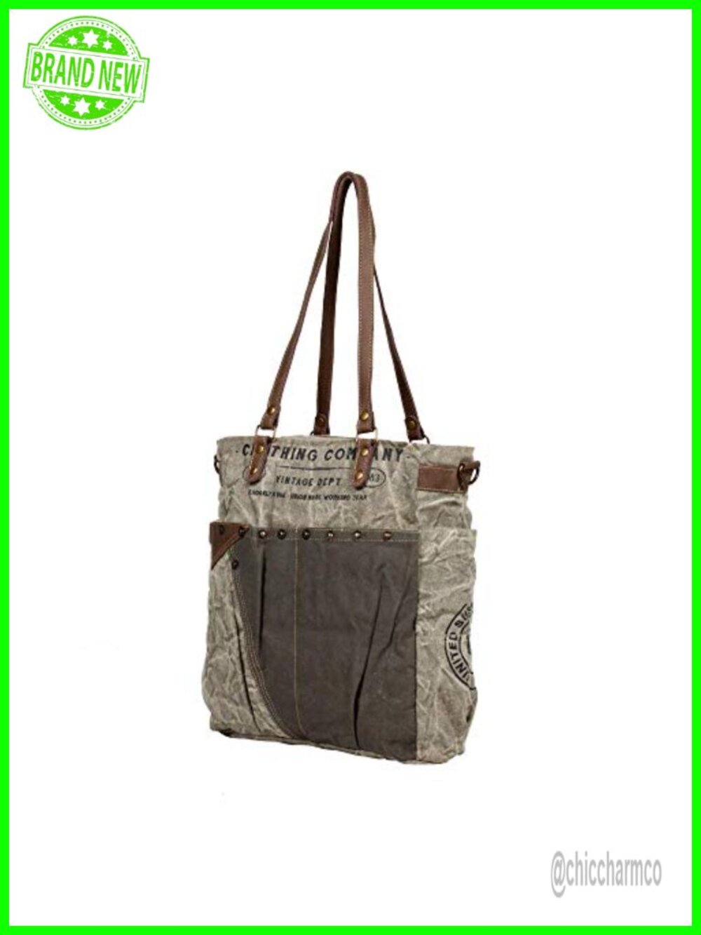 Canvas Hobo Shoulder Bag with Leather Strap Western Vintage Handcrafted